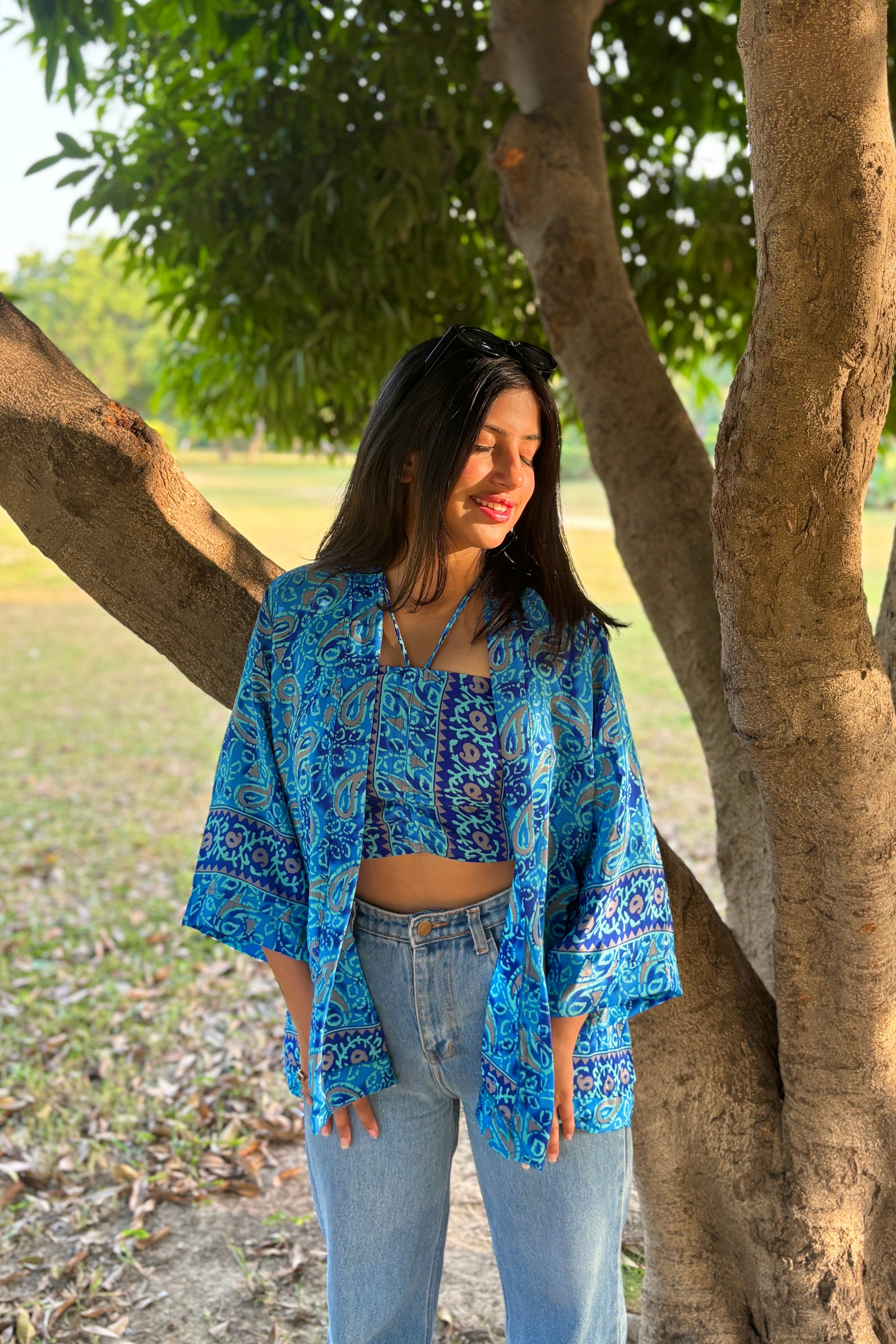 smocked kimono top