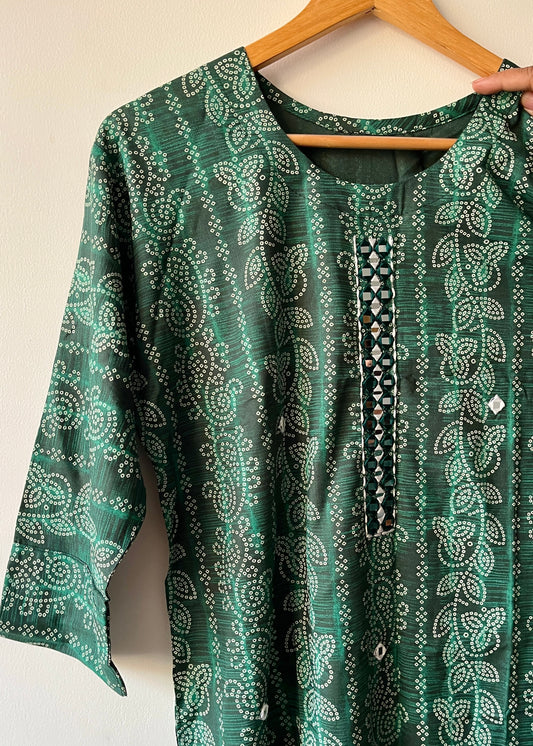 Bandhani Mirror Work Long Kurta